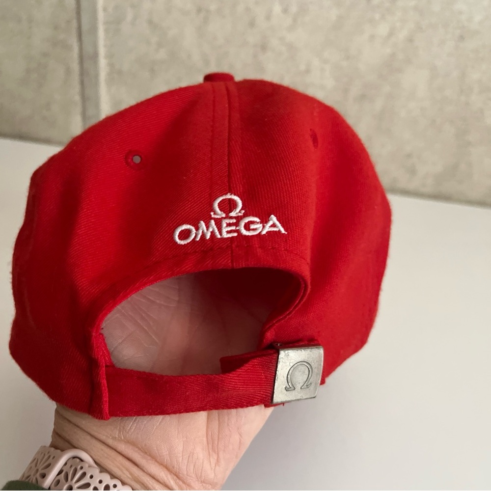 Omega Bold Red Logo Cap White Embroidered Promotional rare ball cap - Picture 3 of 8